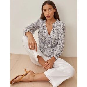 Reformation XS Amira Long Sleeve Johanna Purple Floral Blouse